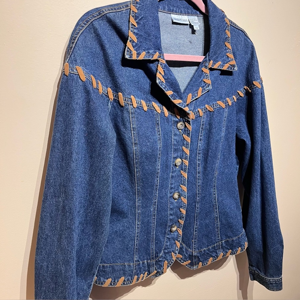 Cotton Denim Jacket with Tan Stitching Sz.12 - Picture 4 of 8